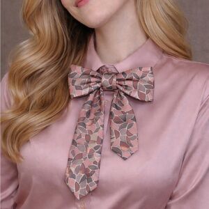 Simons Pink Floral Patterned Silk Tie - Unisex